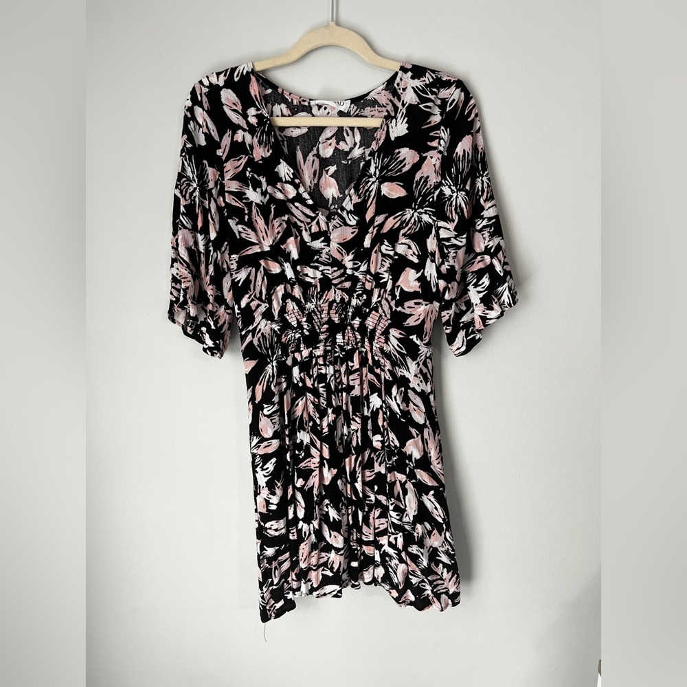 Black and Pink Floral Women's Dress
